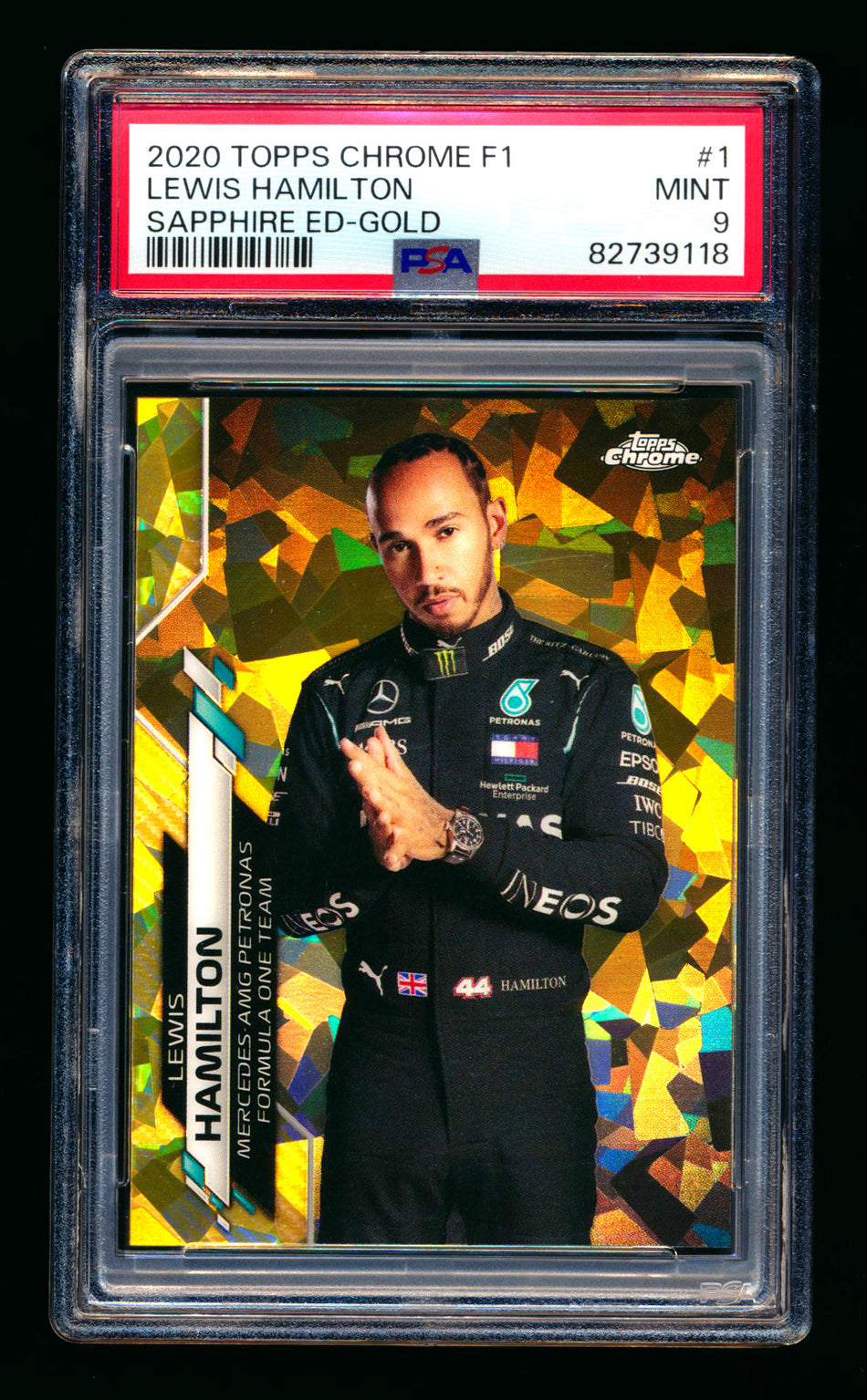 2020 Topps Chrome Sapphire F1 #1 Lewis Hamilton RC Gold Refractor Portrait #07/50 PSA 9 ** (SOLD - $7,250.00 - 1/29/2026) **