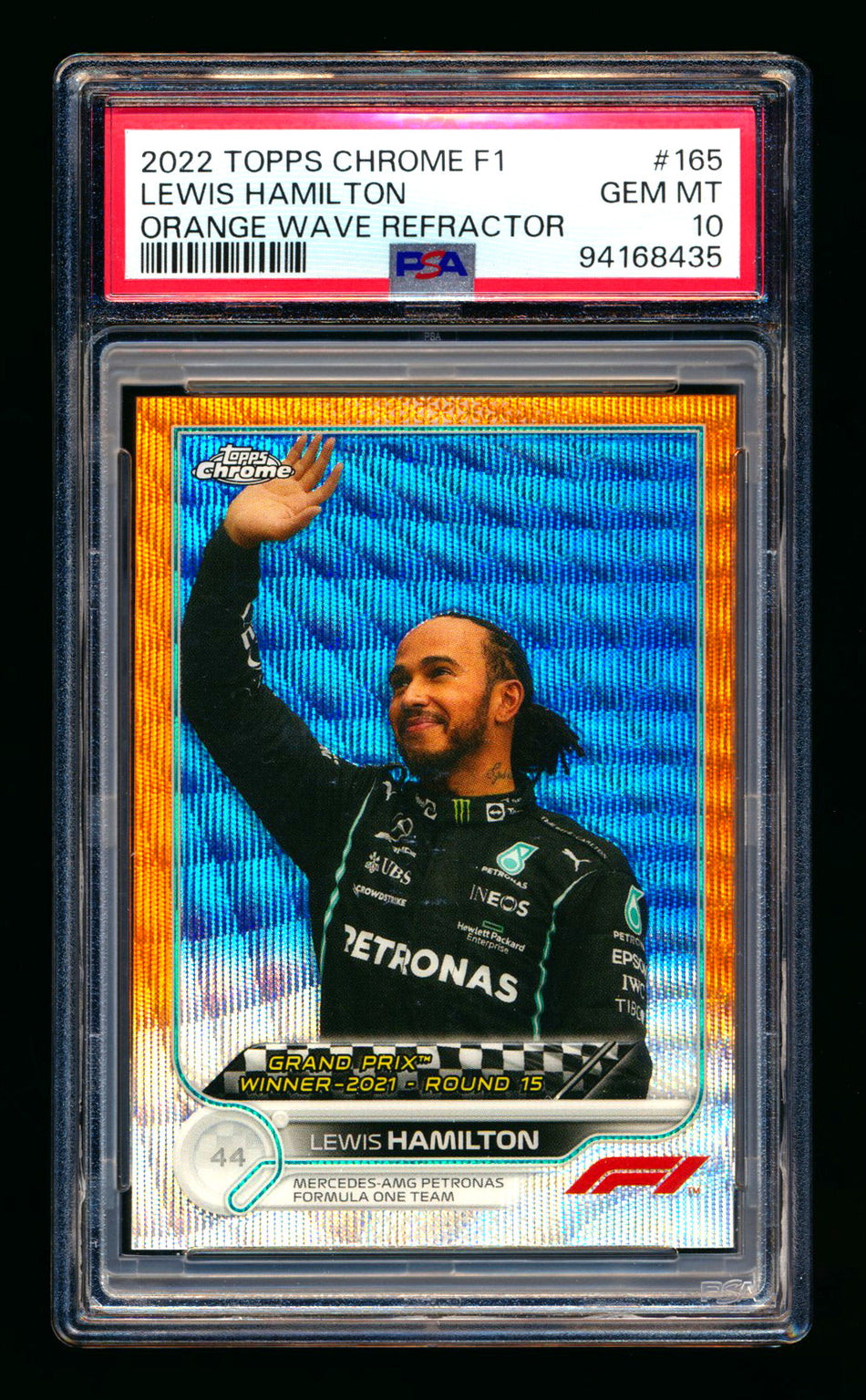 2022 Topps Chrome F1 #165 Lewis Hamilton Orange Wave Refractor #14/25 PSA 10 ** (SOLD eBay - $179.00 - 4/26/2026) **
