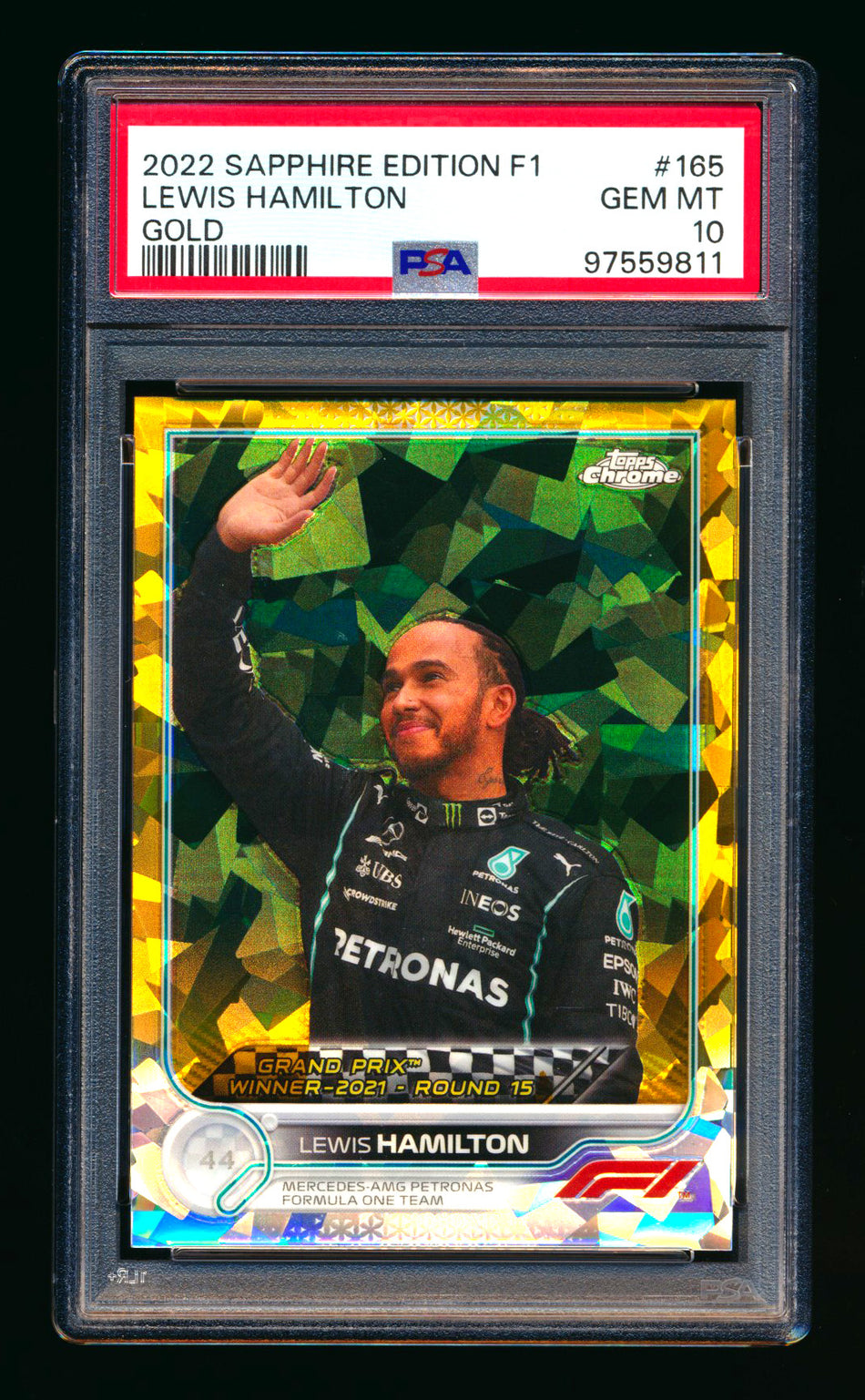 2022 Topps Chrome Sapphire F1 #165 Lewis Hamilton Gold Refractor #19/50 PSA 10 ** (SOLD eBay - $159.00 - 2/10/2026) **