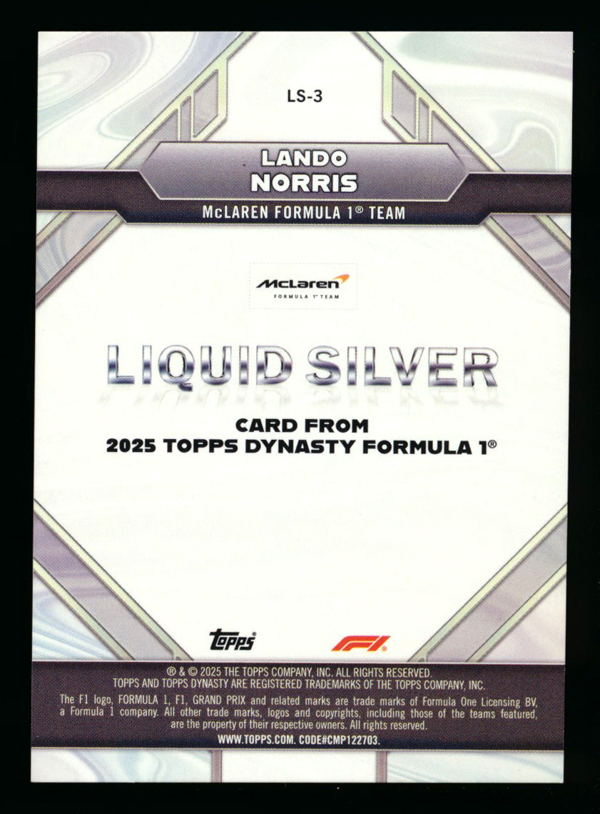2025 Topps Dynasty F1 #LS-3 Lando Norris Liquid Gold Refractor #1/1