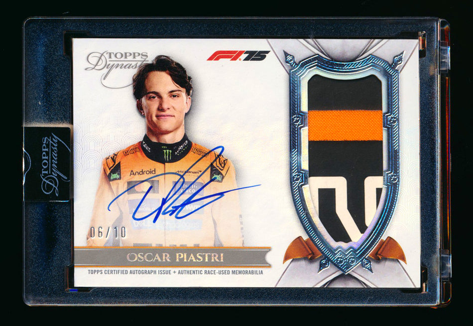 2025 Topps Dynasty F1 #DAP-OPIVX Oscar Piastri Patch Autograph #06/10 ** (SOLD eBay - $2,395.00 - 3/7/2026) **