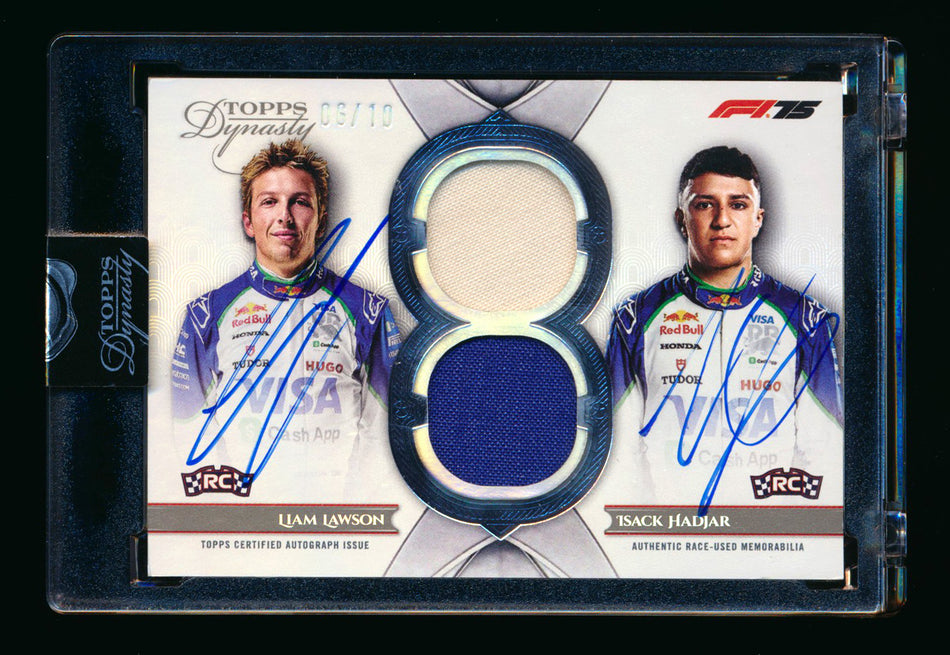 2025 Topps Dynasty F1 #CDRA-VCARB Liam Lawson/Isack Hadjar RC ROOKIE Constructor Dual Patch Autograph #06/10