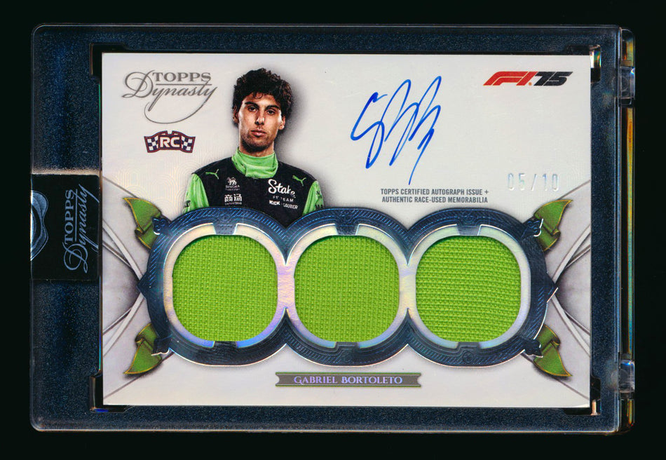 2025 Topps Dynasty F1 #SDTRA-GBOII Gabriel Bortoleto RC ROOKIE Triple Patch Autograph #05/10