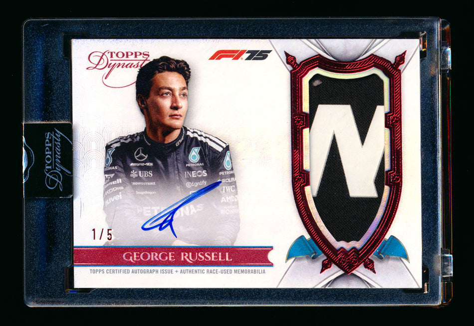2025 Topps Dynasty F1 #DAP-GRUIII George Russell Red Patch Autograph #1/5 (First #!) ** (SOLD eBay - $1,895.00 - 2/8/2026) **