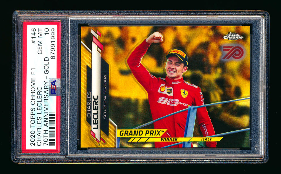 2020 Topps Chrome F1 #146 Charles Leclerc RC 70th Gold Refractor PSA 10  ** (SOLD eBay - $249.00 - 2/16/2026) **