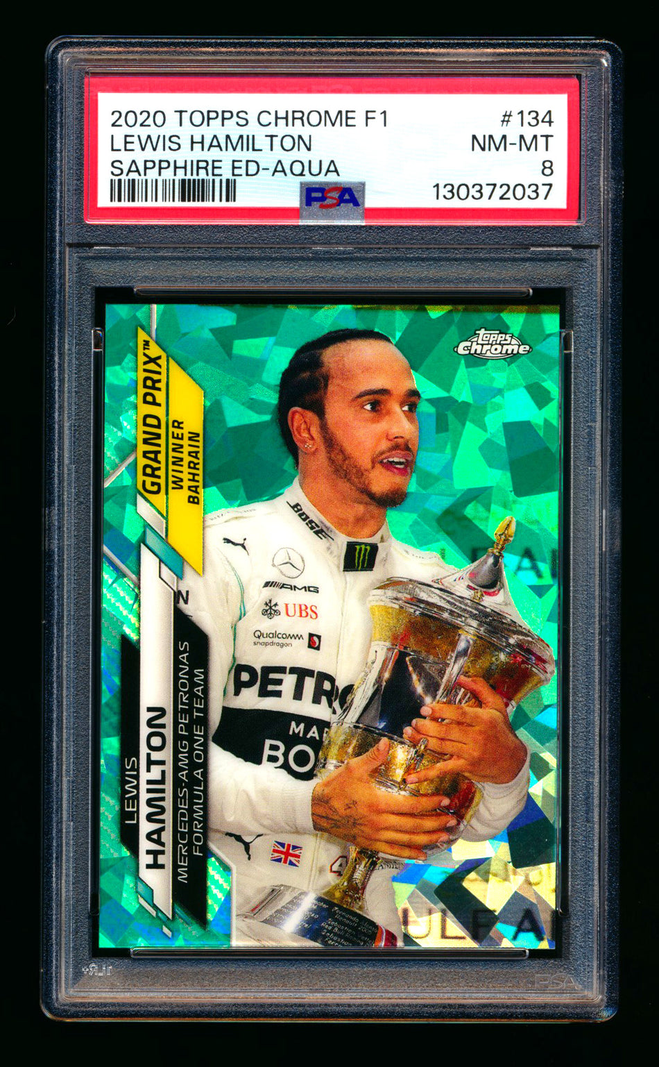 2020 Topps Chrome Sapphire F1 #134 Lewis Hamilton RC Aqua Refractor #23/99 PSA 8 ** (SOLD - $79.00 - 3/7/2026) **