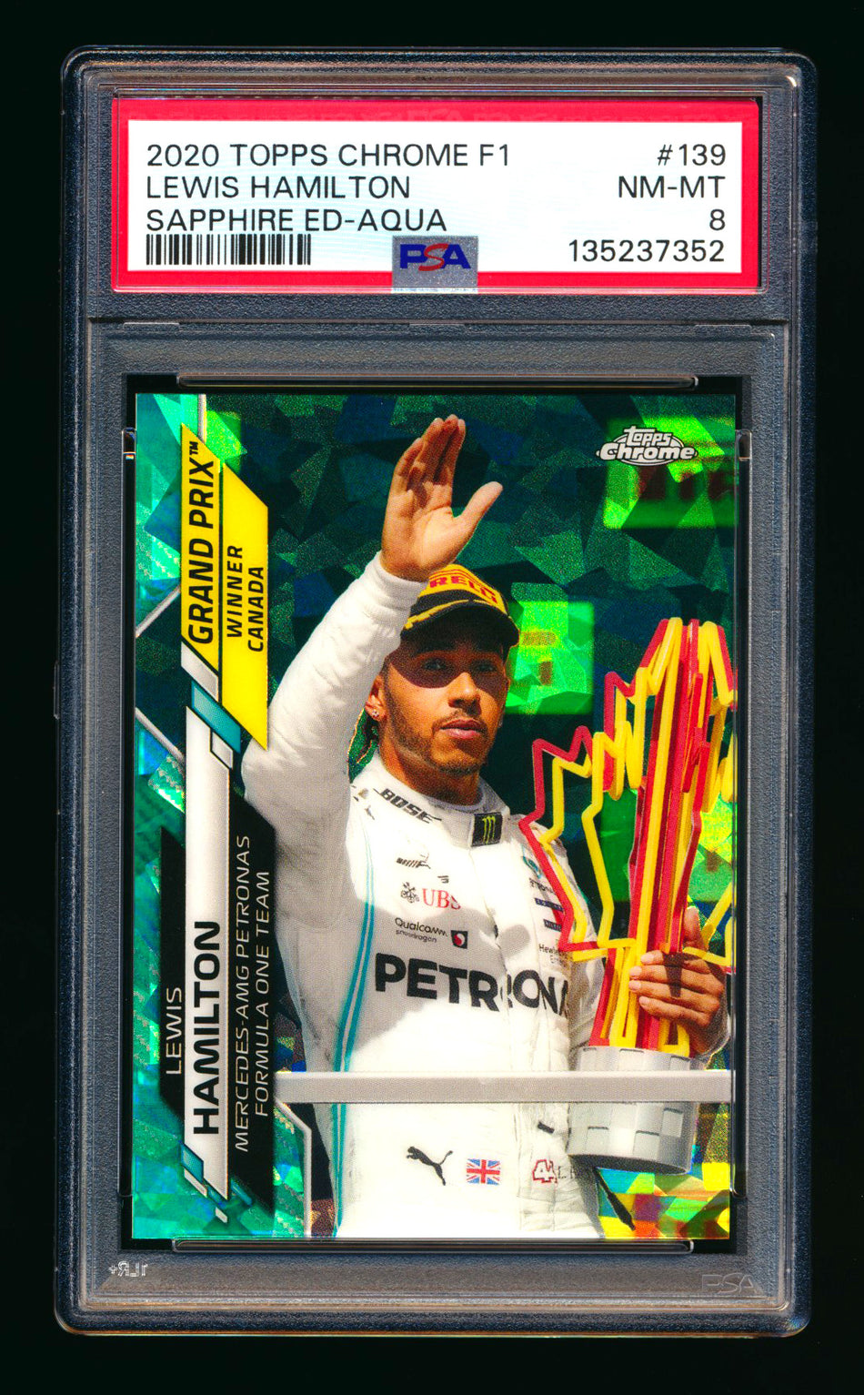 2020 Topps Chrome Sapphire F1 #139 Lewis Hamilton RC Aqua Refractor #79/99 PSA 8 ** (SOLD - $79.00 - 3/7/2026) **