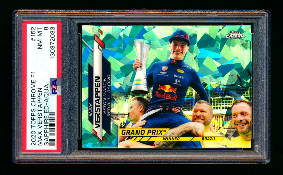 2020 Topps Chrome Sapphire F1 #152 Max Verstappen RC Aqua Refractor #30/99 PSA 8 ** (SOLD - $79.00 - 12/25/2025) **