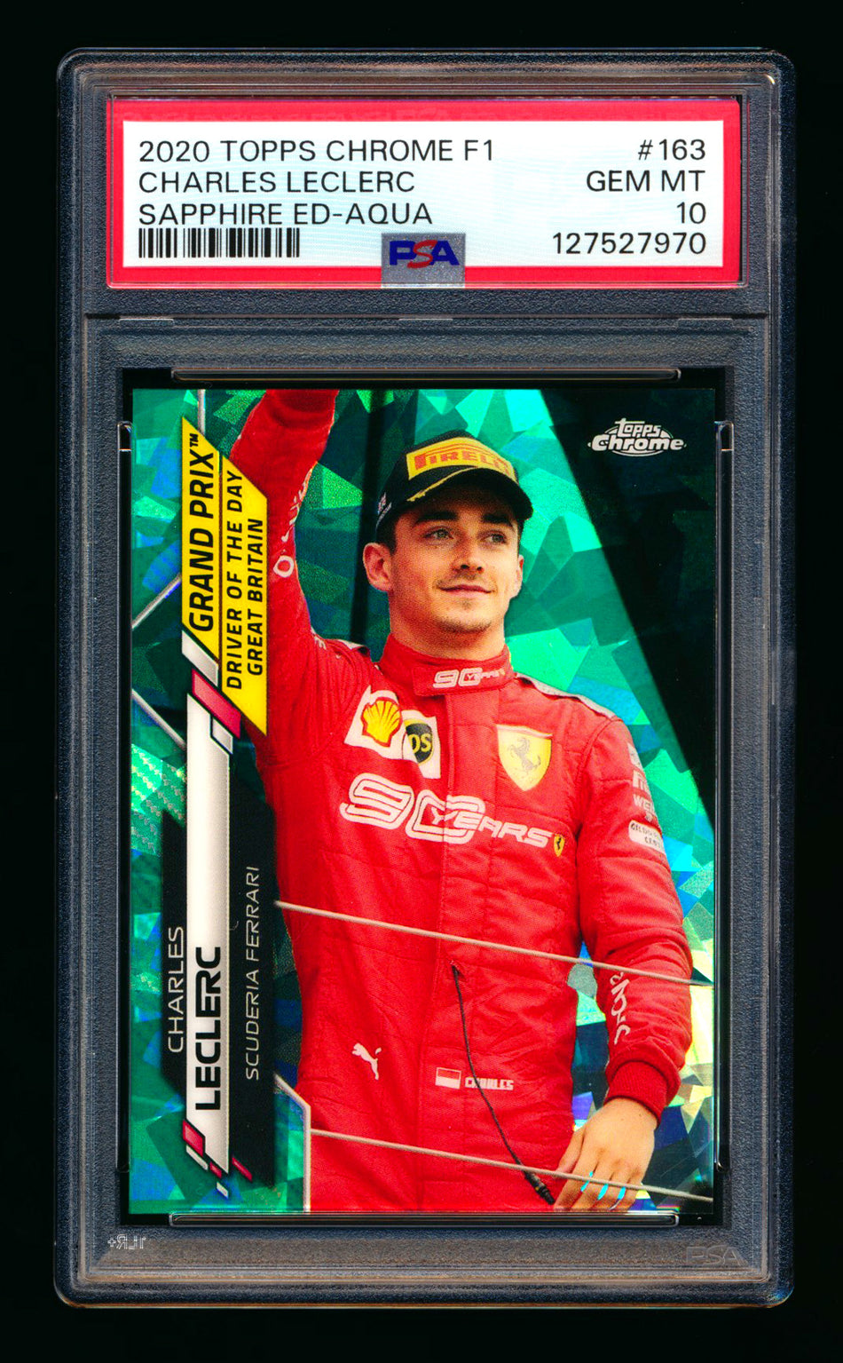 2020 Topps Chrome Sapphire F1 #163 Charles Leclerc RC Aqua Refractor #19/99 PSA 10 ** (SOLD eBay - $249.00 - 2/13/2026) **