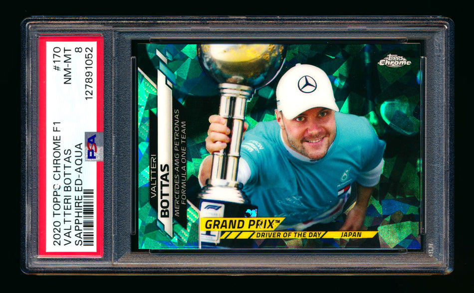 2020 Topps Chrome Sapphire F1 #170 Valtteri Bottas RC Aqua Refractor #97/99 PSA 8 ** (SOLD eBay - $39.00 - 5/5/2026) **