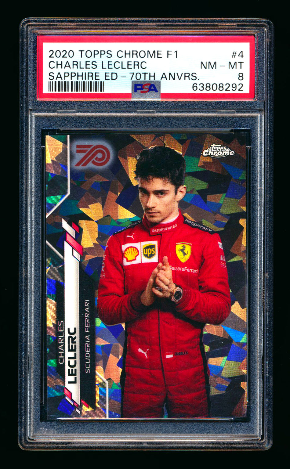 2020 Topps Chrome Sapphire F1 #4 Charles Leclerc RC 70th Silver Refractor Portrait #05/70 PSA 8 ** (SOLD eBay - $549.00 - 1/2/2026) **