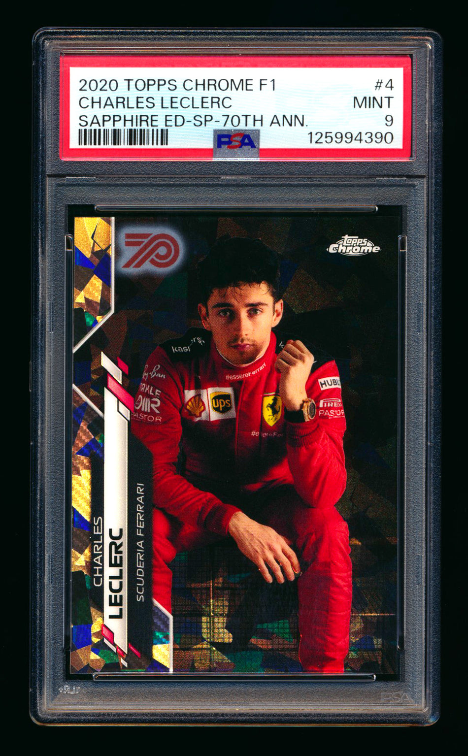 2020 Topps Chrome Sapphire F1 #4 Charles Leclerc RC 70th Silver Refractor Image Variation SP #26/99 PSA 9 ** (SOLD - $881.10 - 3/2/2026) **