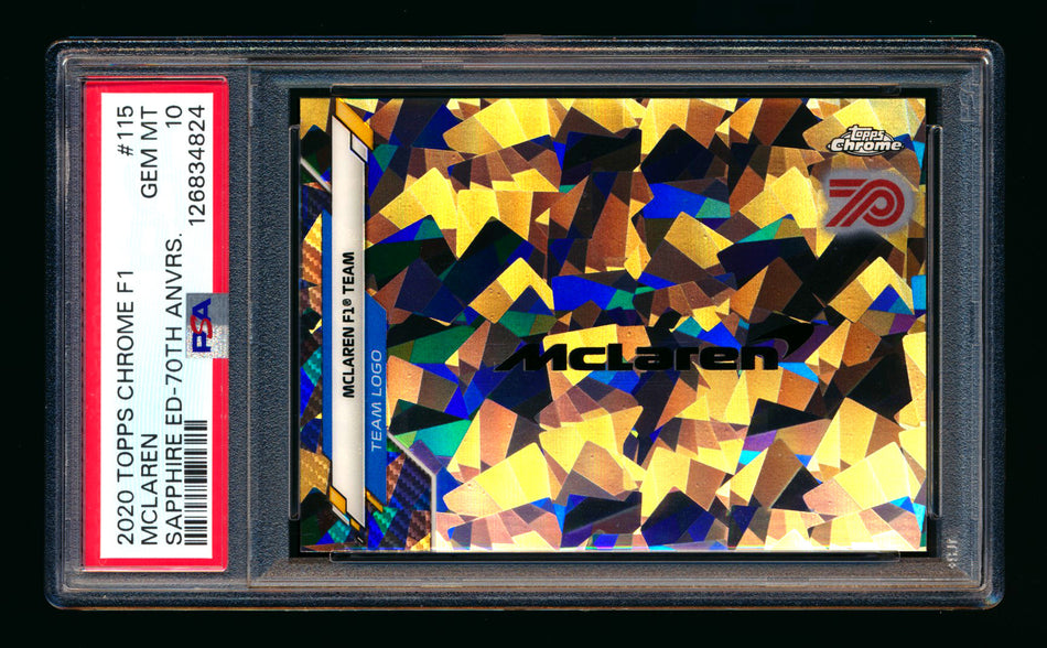 2020 Topps Chrome Sapphire F1 #115 McLaren Team Logo RC 70th Silver Refractor #49/70 PSA 10 - POP 1!