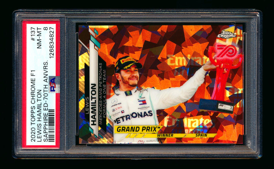 2020 Topps Chrome Sapphire F1 #137 Lewis Hamilton RC 70th Silver Refractor #49/70 PSA 8 ** (SOLD - $95.00 - 3/7/2026) **