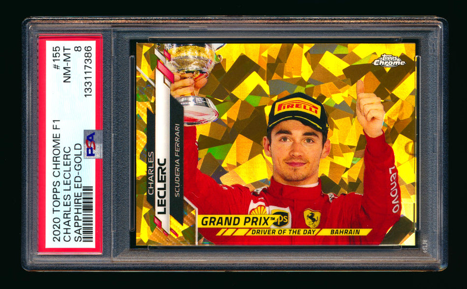 2020 Topps Chrome Sapphire F1 #155 Charles Leclerc RC Gold Refractor #07/50 PSA 8 ** (SOLD eBay - $149.00 - 5/24/2026) **