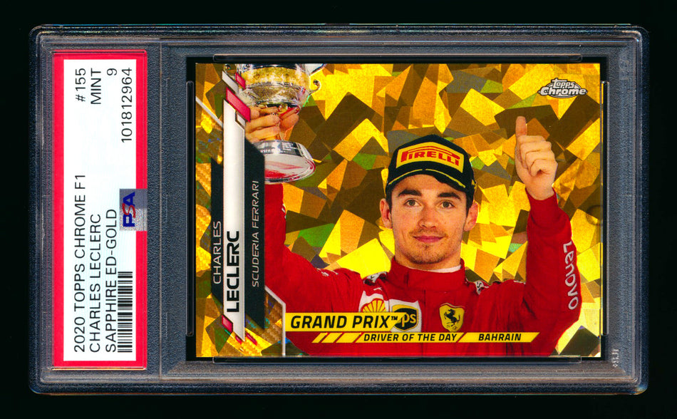 2020 Topps Chrome Sapphire F1 #155 Charles Leclerc RC Gold Refractor #42/50 PSA 9