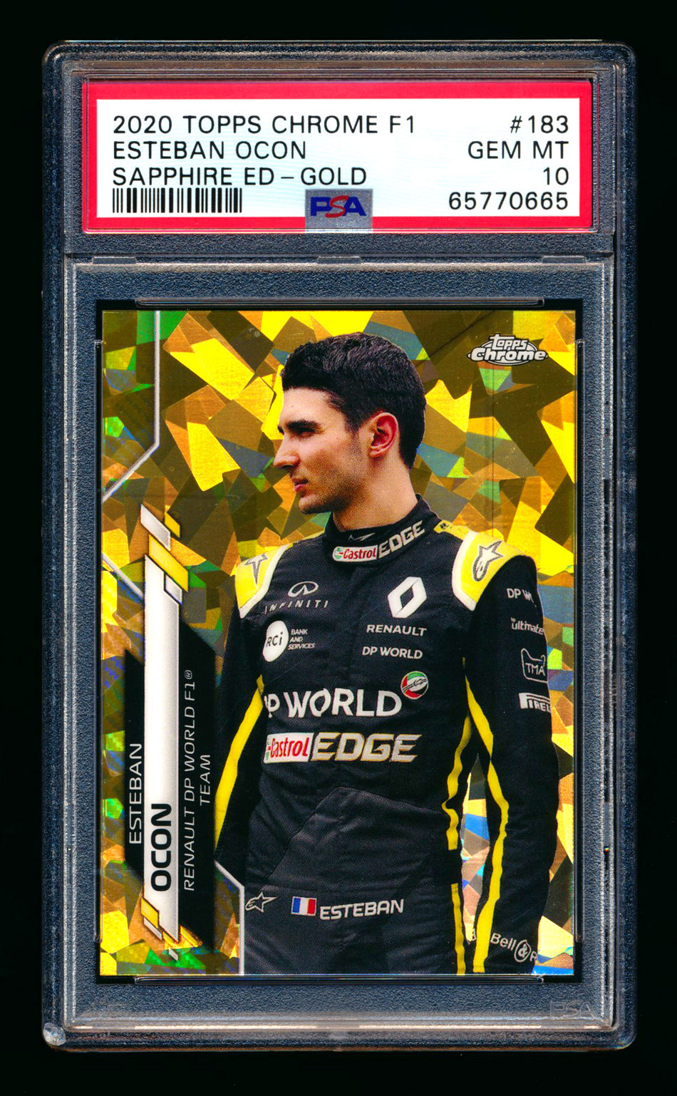 2020 Topps Chrome Sapphire F1 #183 Esteban Ocon RC Gold Refractor #33/50 PSA 10 ** (SOLD eBay - $150.00 - 4/17/2026) **