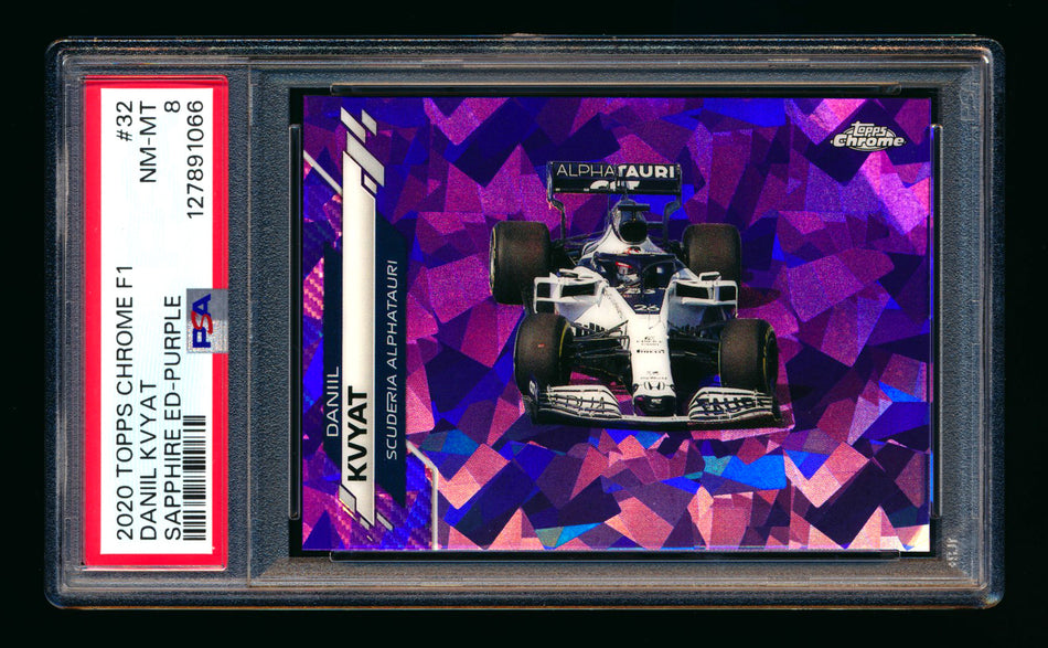 2020 Topps Chrome Sapphire F1 #32 Daniil Kvyat RC Purple Refractor #05/10 PSA 8