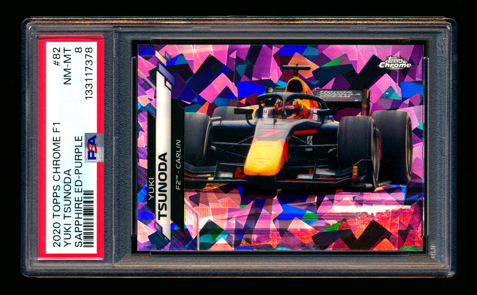 2020 Topps Chrome Sapphire F1 #82 Yuki Tsunoda RC Purple Refractor #10/10 PSA 8 (Last #!) ** (SOLD eBay - $149.00 - 1/2/2026) **
