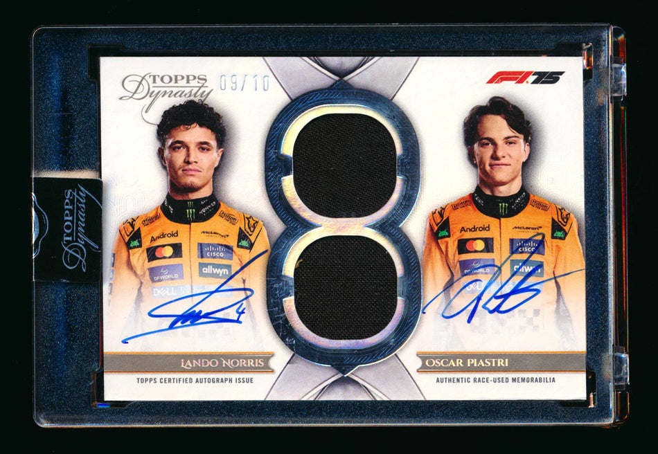 2025 Topps Dynasty F1 #CDRA-MCL Lando Norris/Oscar Piastri Constructor Dual Patch Autograph #09/10