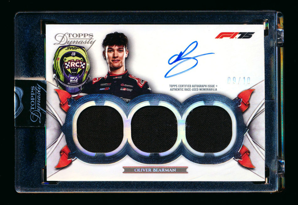 2025 Topps Dynasty F1 #SDTRA-OBEII Oliver Bearman RC ROOKIE Triple Patch Autograph #09/10  ** (SOLD eBay - $1,049.00 - 2/21/2026) **