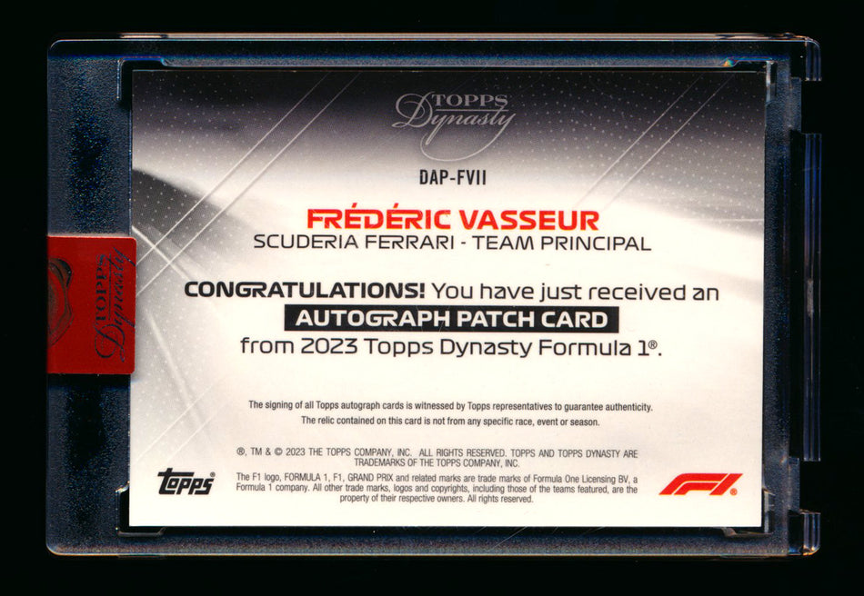 2023 Topps Dynasty F1 #DAP-FVII Frederic Vasseur Patch Autograph #03/10 1ST Year Ferrari