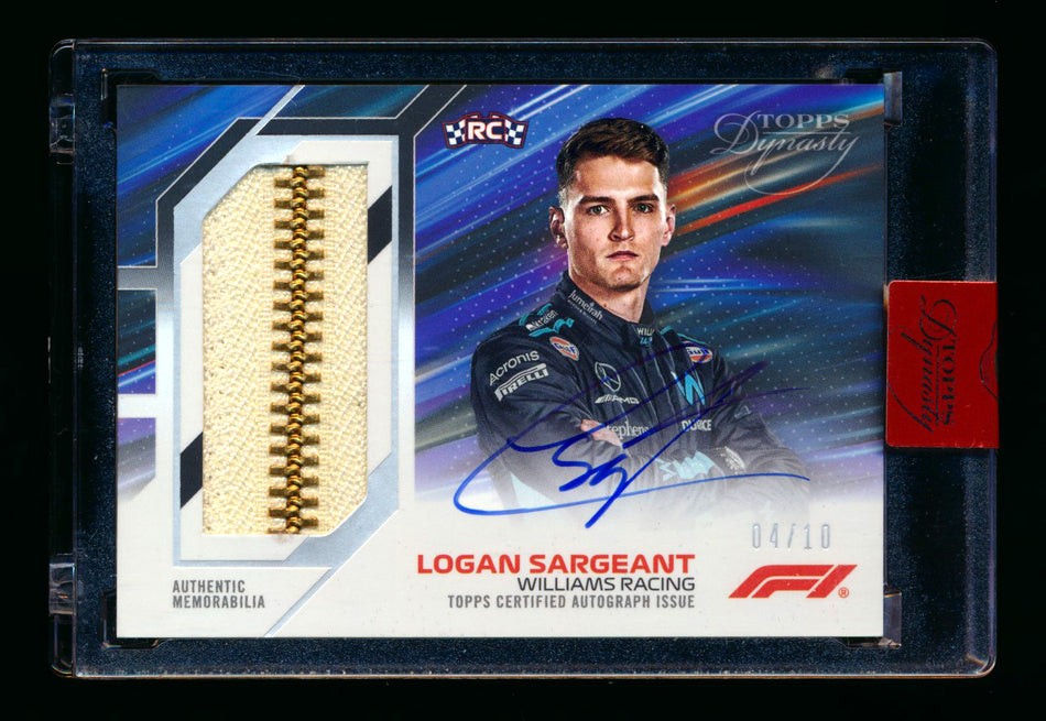 2023 Topps Dynasty F1 #DAF-LSG Logan Sargeant RC ROOKIE Zipper Patch Autograph #04/10