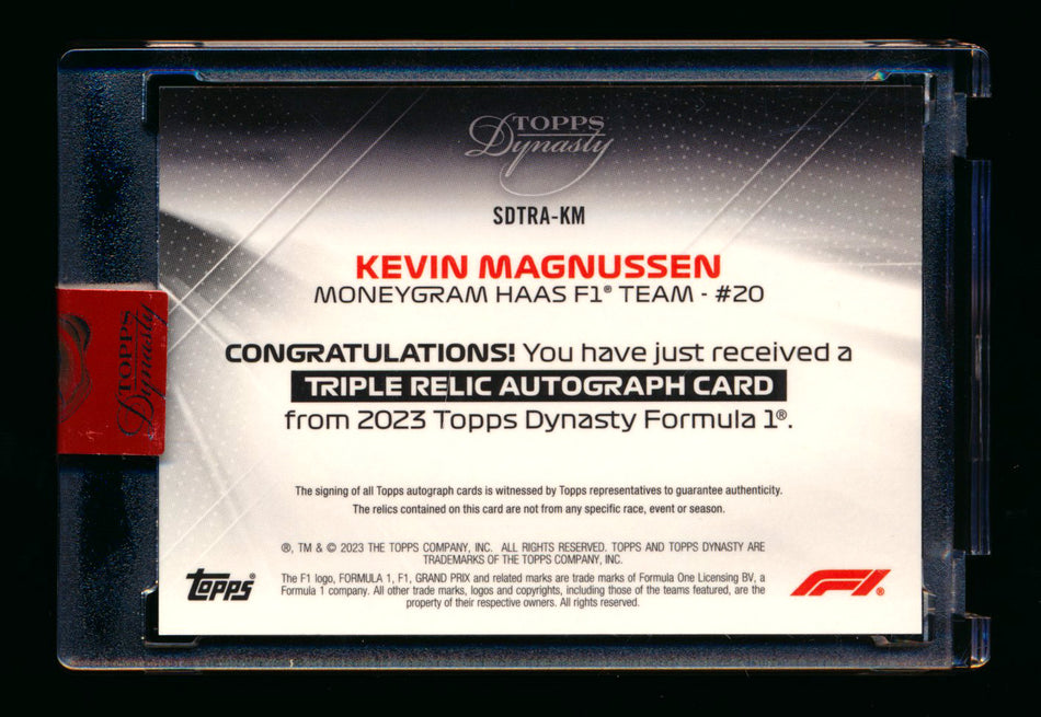 2023 Topps Dynasty F1 #SDTRA-KM Kevin Magnussen Triple Patch Autograph #05/10