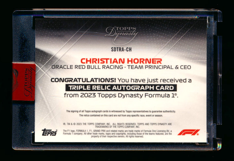 2023 Topps Dynasty F1 #SDTRA-CH Christian Horner Black Triple Patch Autograph #2/2  ** (SOLD eBay - $550.00 - 2/4/2026) **