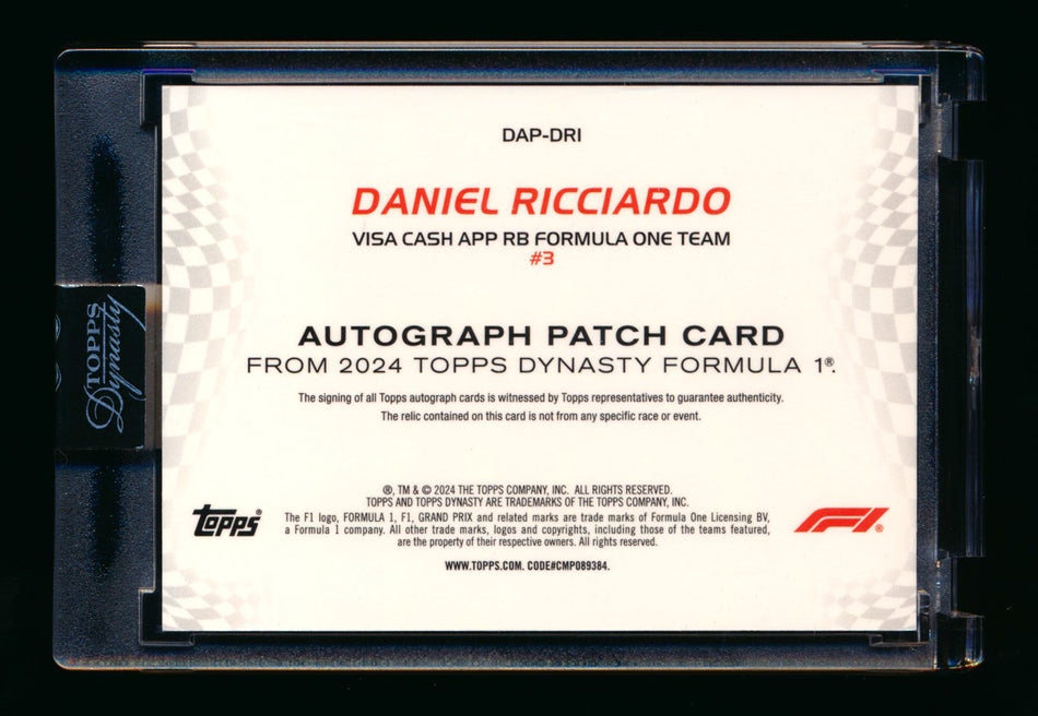 2024 Topps Dynasty F1 #DAP-DRI Daniel Ricciardo Patch Autograph #05/10