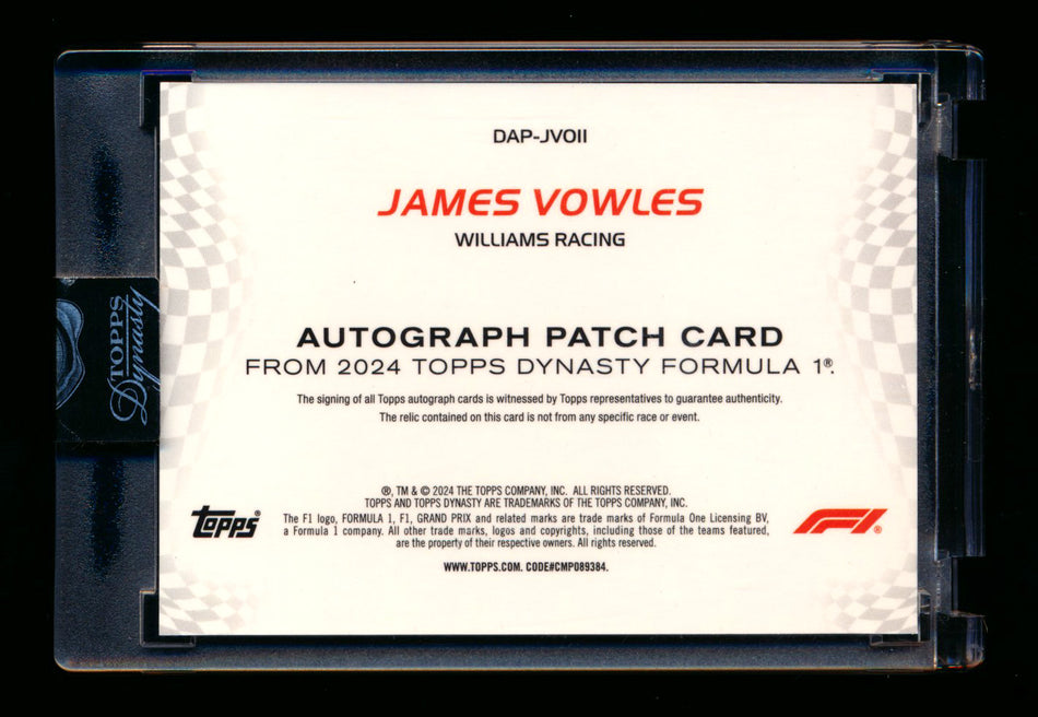 2024 Topps Dynasty F1 #DAP-JVOII James Vowles Red Patch Autograph #2/5