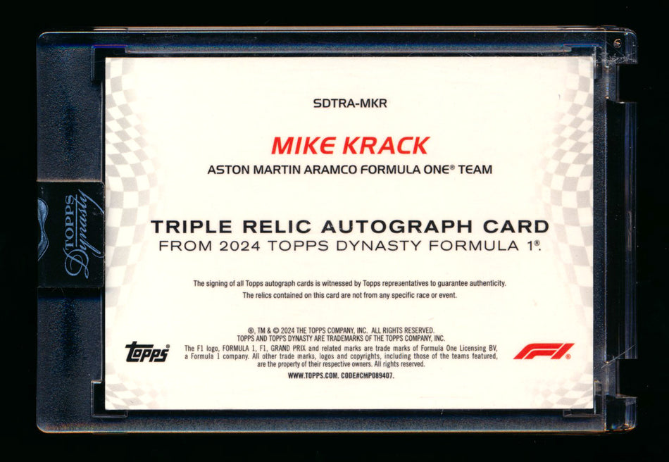 2024 Topps Dynasty F1 #SDTRA-MKR Mike Krack Red Triple Patch Autograph #3/5
