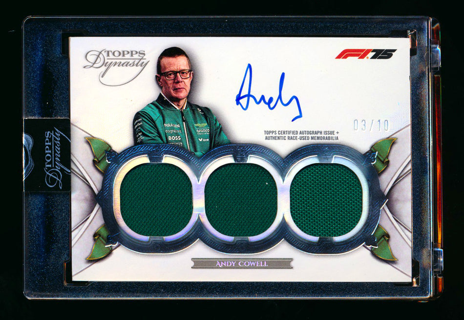 2025 Topps Dynasty F1 #SDTRA-ACOI Andy Cowell 1ST Year Triple Patch Autograph #03/10 ** (SOLD - $179.00 - 1/10/2026) **