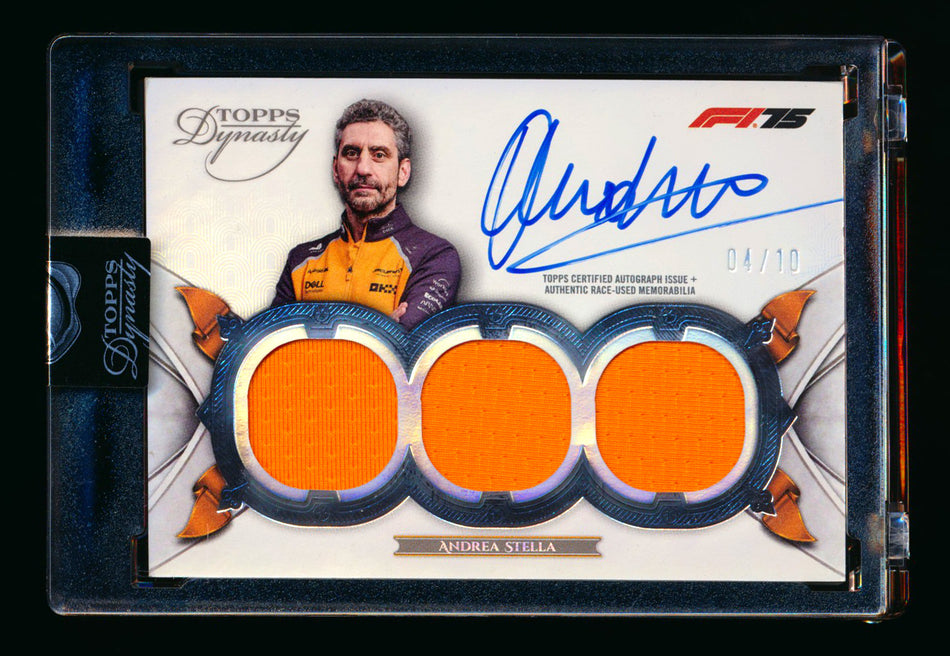 2025 Topps Dynasty F1 #SDTRA-ASTI Andrea Stella Triple Patch Autograph #04/10 ** (SOLD - $249.00 - 1/10/2026) **
