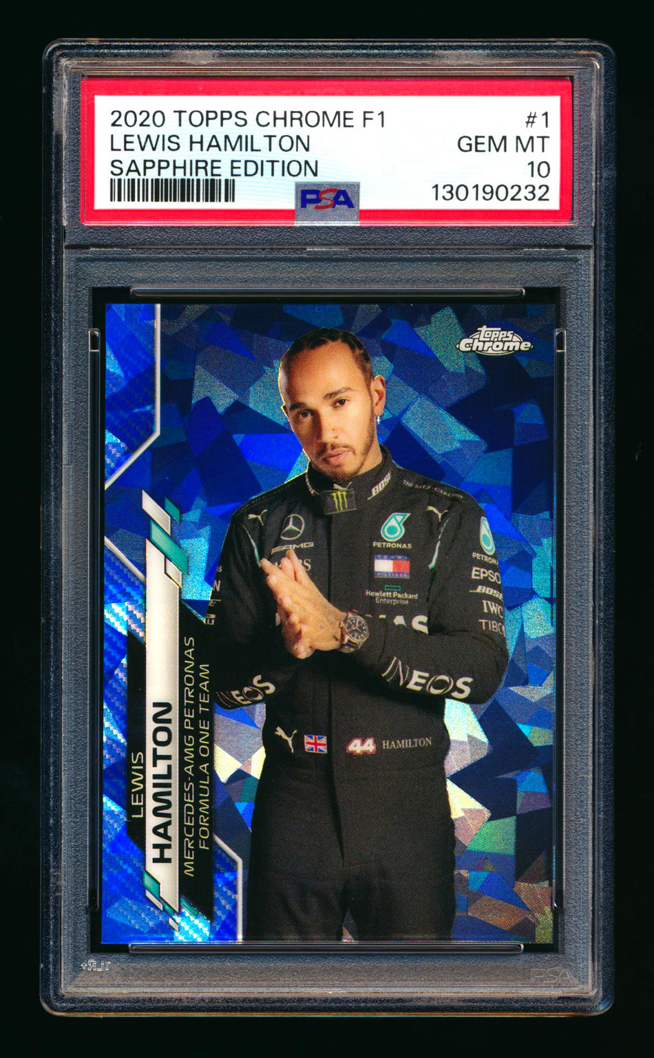2020 Topps Chrome Sapphire F1 #1 Lewis Hamilton RC Refractor Portrait PSA 10 ** (SOLD eBay - $595.00 - 2/10/2026) **