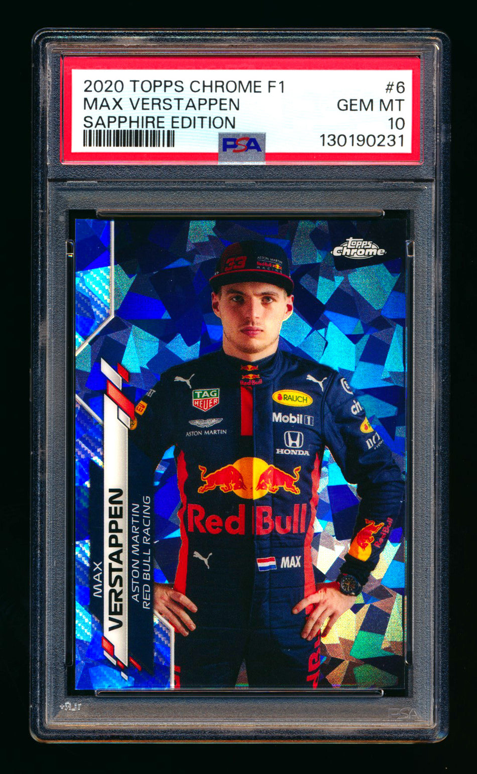 2020 Topps Chrome Sapphire F1 #6 Max Verstappen RC Refractor Portrait PSA 10 ** (SOLD - $595.00 - 3/5/2026) **