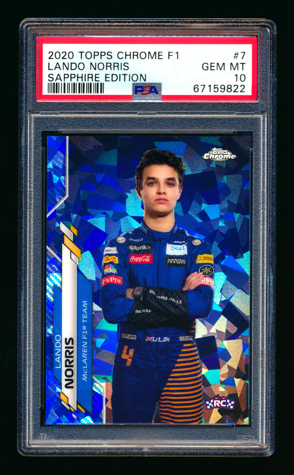 2020 Topps Chrome Sapphire F1 #7 Lando Norris RC Refractor Portrait PSA 10 ** (SOLD eBay - $295.00 - 2/15/2026) **