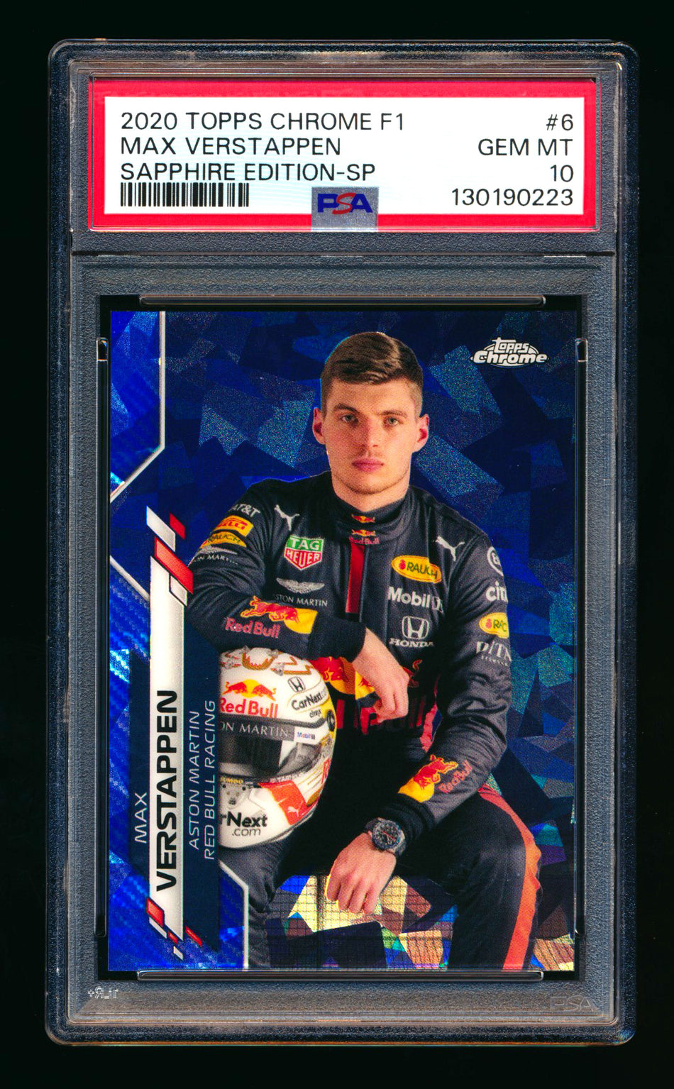 2020 Topps Chrome Sapphire F1 #6 Max Verstappen RC Refractor Image Variation SP PSA 10