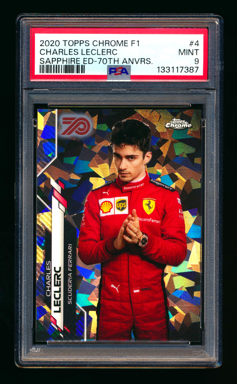 2020 Topps Chrome Sapphire F1 #4 Charles Leclerc RC 70th Silver Refractor Portrait #15/70 PSA 9 ** (SOLD eBay - $800.00 - 3/9/2026) **
