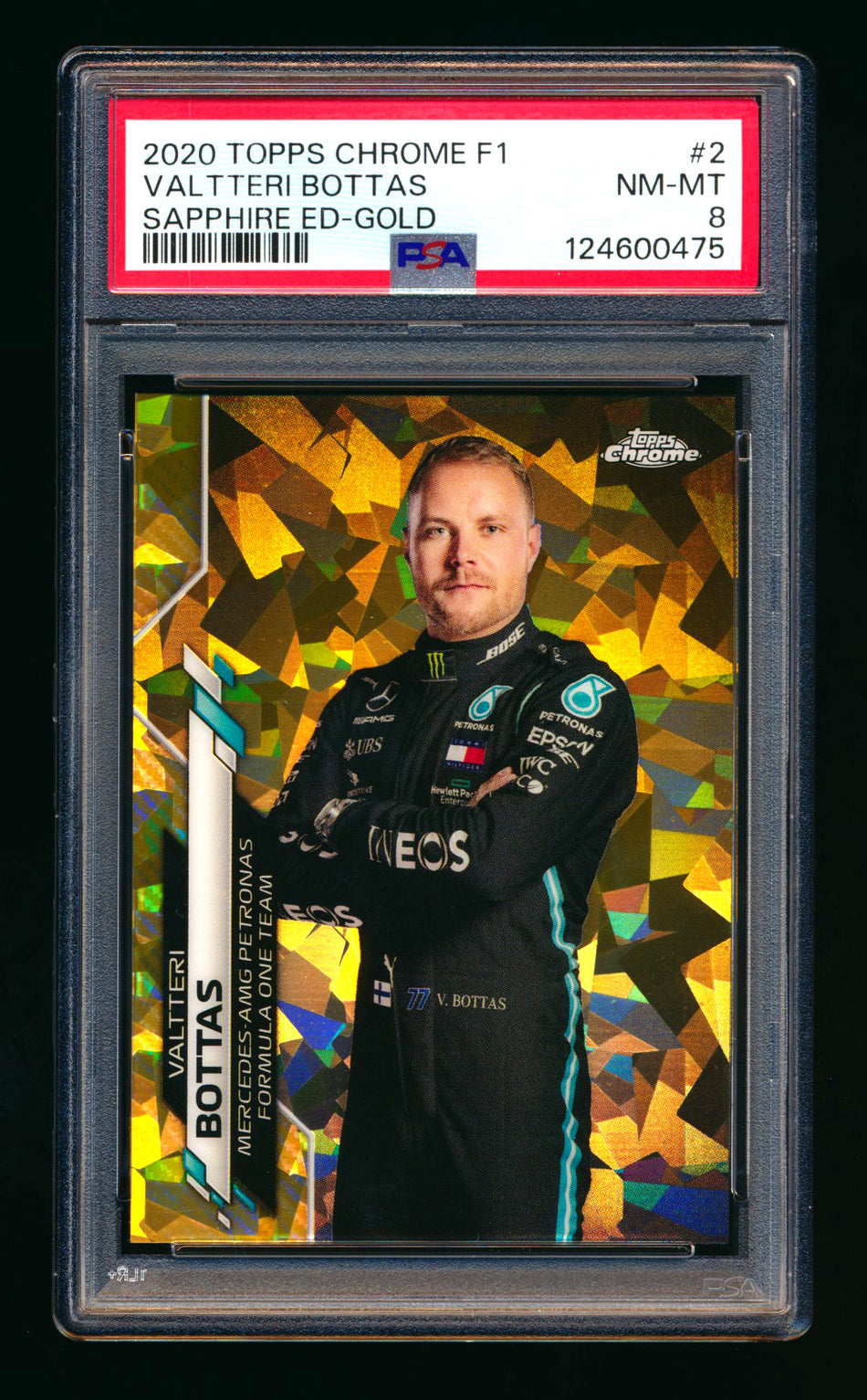 2020 Topps Chrome Sapphire F1 #2 Valtteri Bottas RC Gold Refractor Portrait #40/50 PSA 8 ** (SOLD eBay - $195.00 - 3/1/2026) **