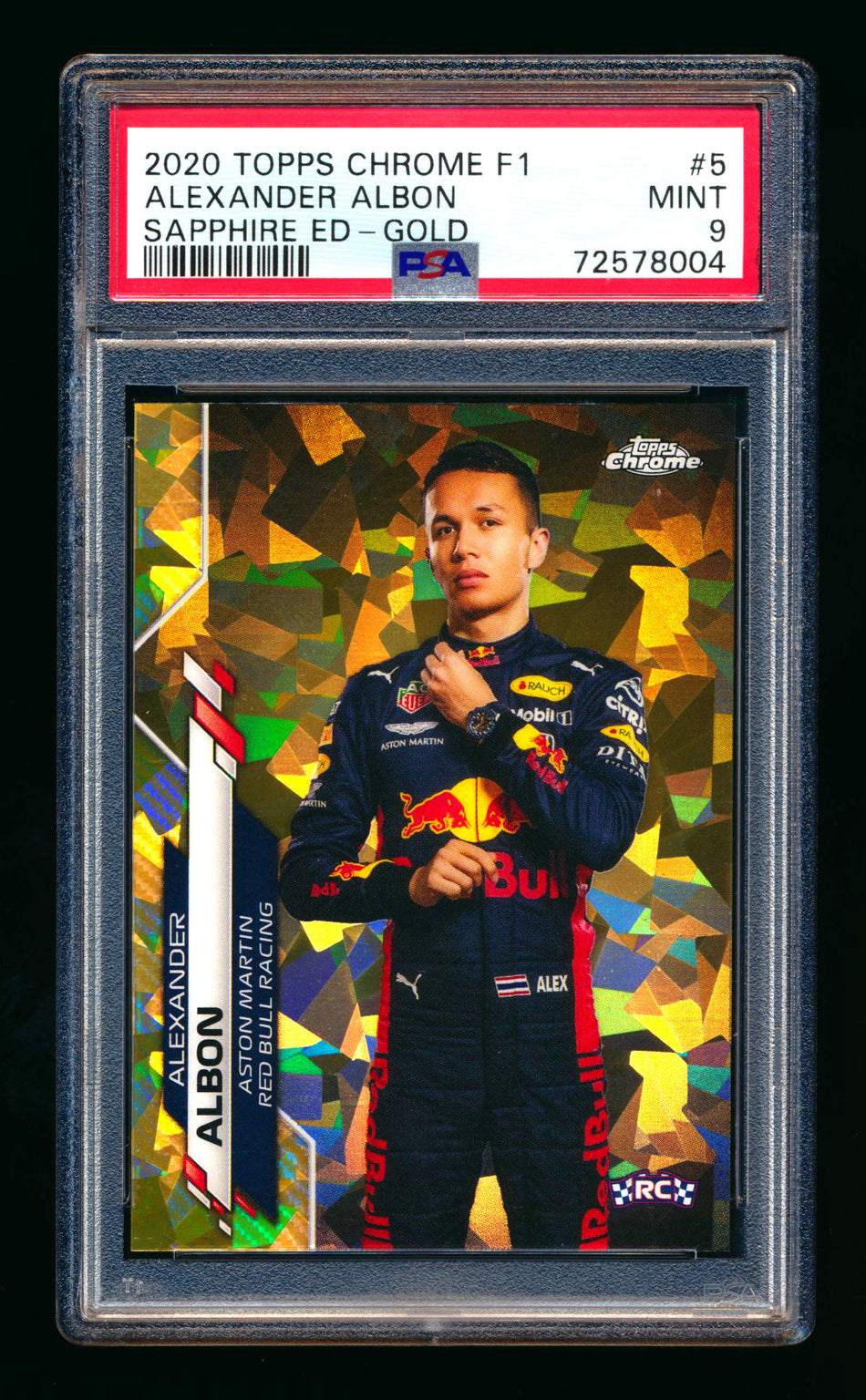 2020 Topps Chrome Sapphire F1 #5 Alexander Albon RC Gold Refractor Portrait #20/50 PSA 9 ** (SOLD - $325.00 - 2/17/2026) **