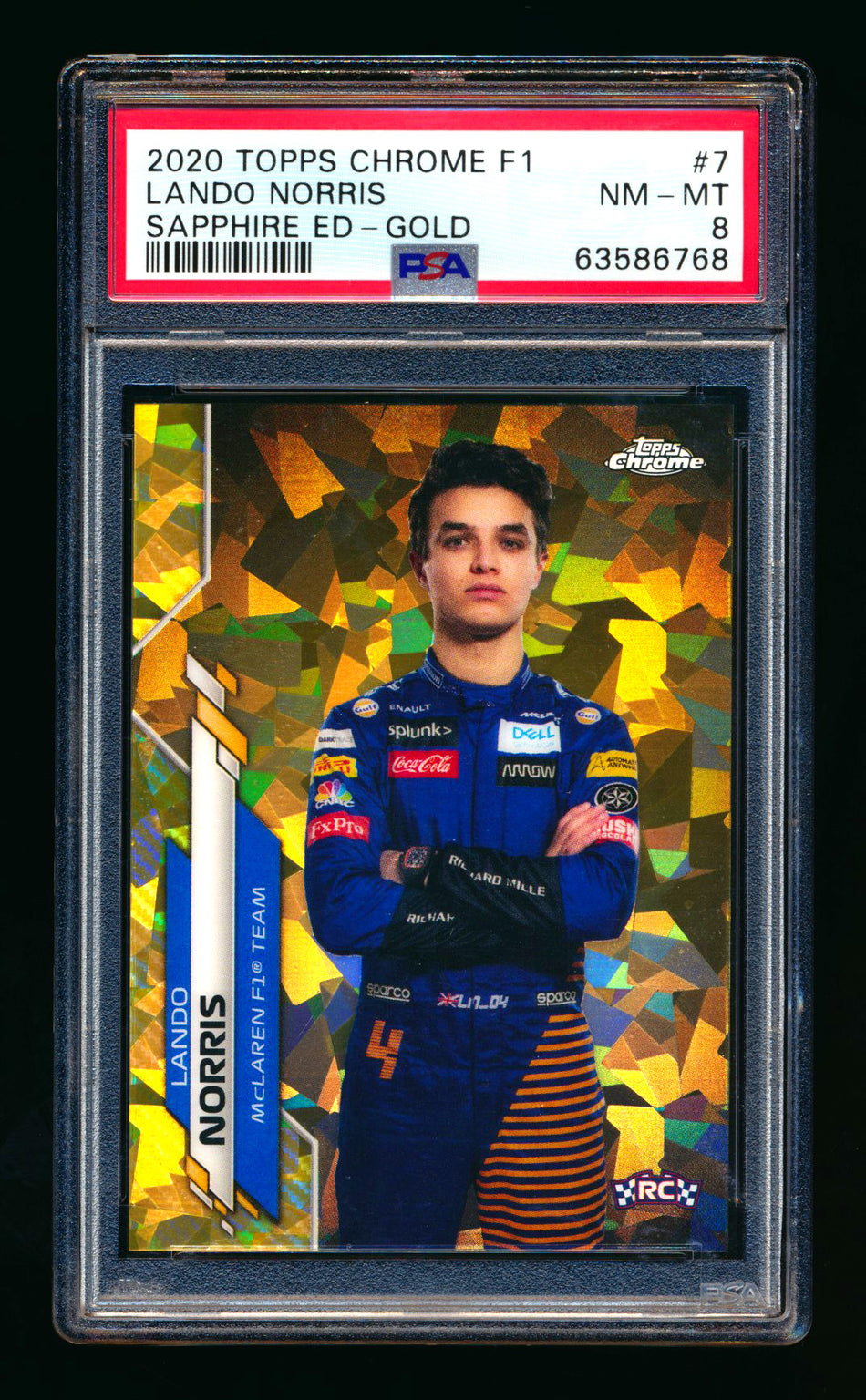 2020 Topps Chrome Sapphire F1 #7 Lando Norris RC Gold Refractor Portrait #09/50 PSA 8 ** (SOLD - $1,249.00 - 2/26/2026) **