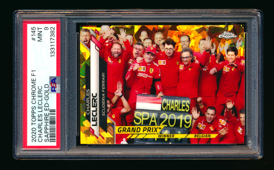 2020 Topps Chrome Sapphire F1 #145 Charles Leclerc RC Gold Refractor #45/50 PSA 9