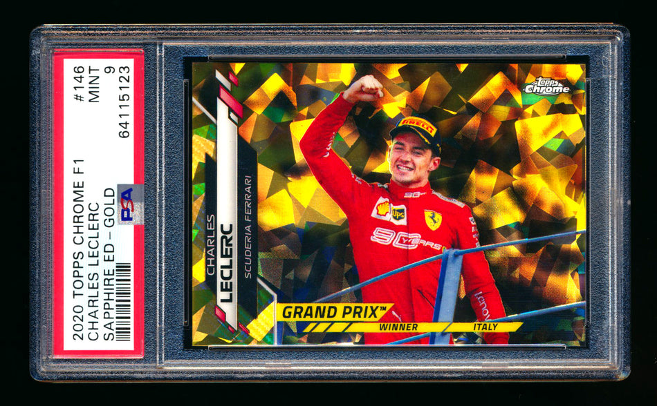 2020 Topps Chrome Sapphire F1 #146 Charles Leclerc RC Gold Refractor #44/50 PSA 9 ** (SOLD eBay - $295.00 - 4/5/2026) **