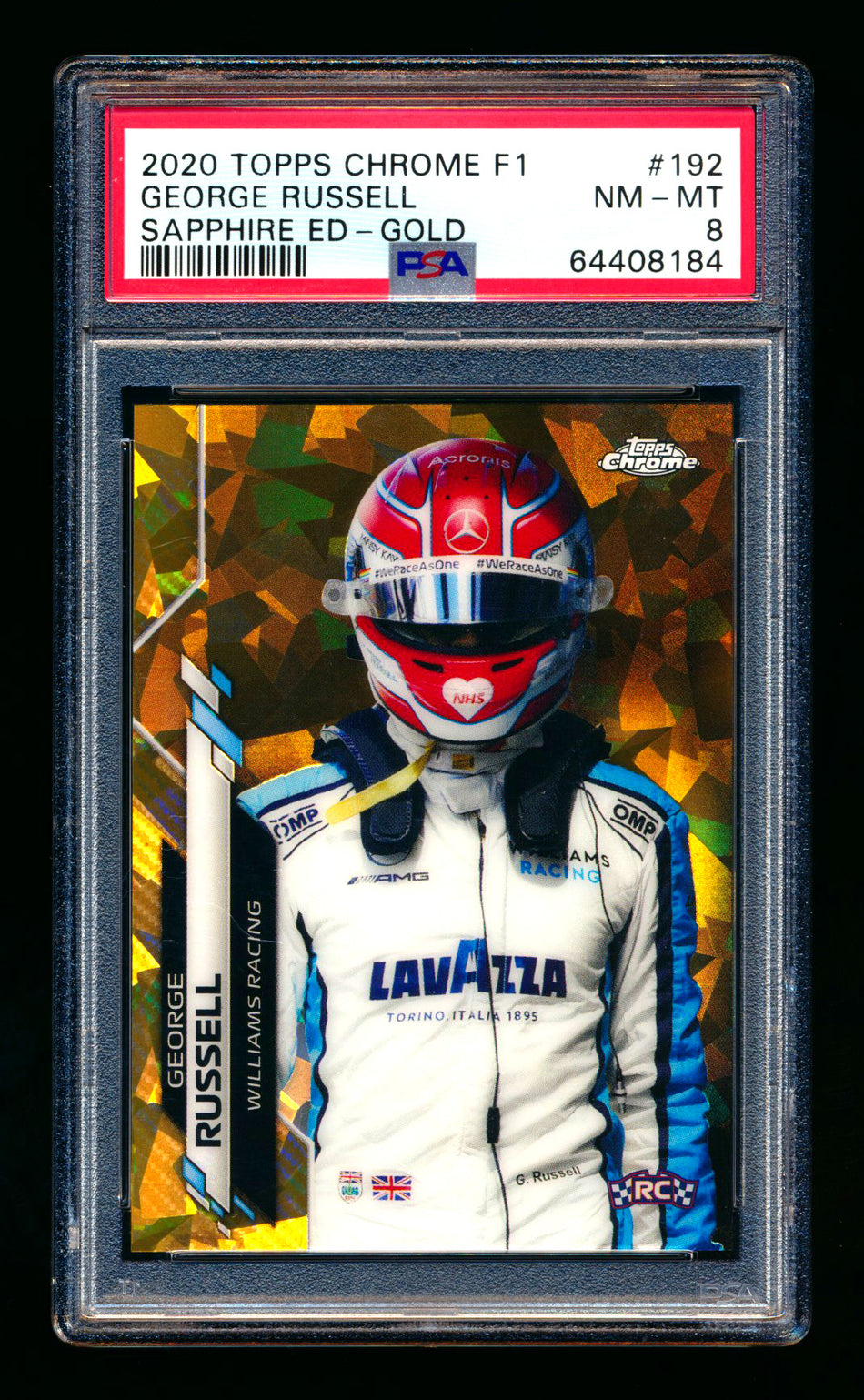 2020 Topps Chrome Sapphire F1 #192 George Russell RC Gold Refractor #36/50 PSA 8 ** (SOLD eBay - $350.00 - 2/14/2026) **