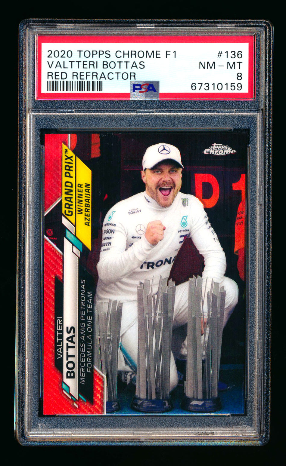 2020 Topps Chrome F1 #136 Valtteri Bottas RC Red Refractor #3/5 PSA 8