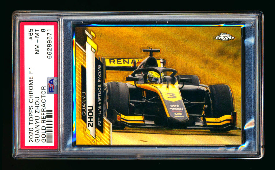2020 Topps Chrome F1 #65 Guanyu Zhou RC Gold Refractor #17/50 PSA 8