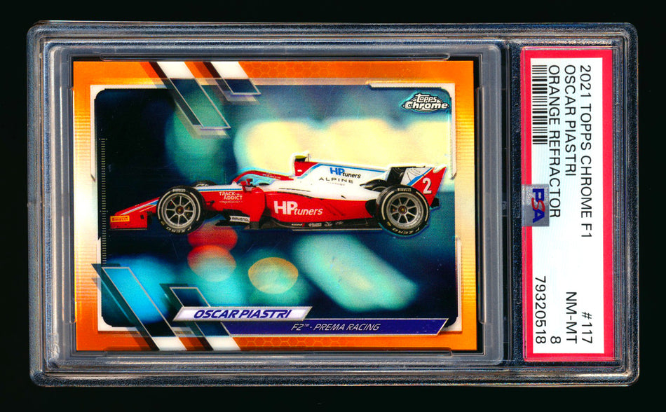 2021 Topps Chrome F1 #117 Oscar Piastri RC Orange Refractor #20/25 PSA 8