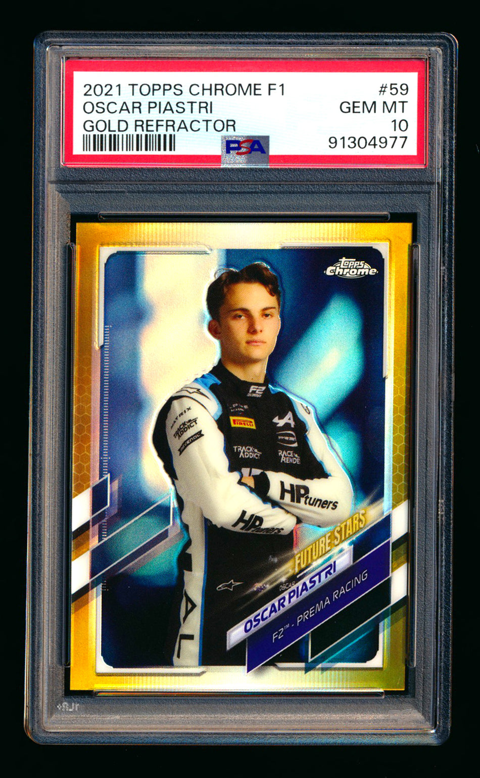 2021 Topps Chrome F1 #59 Oscar Piastri RC Gold Refractor Portrait #45/50 PSA 10
