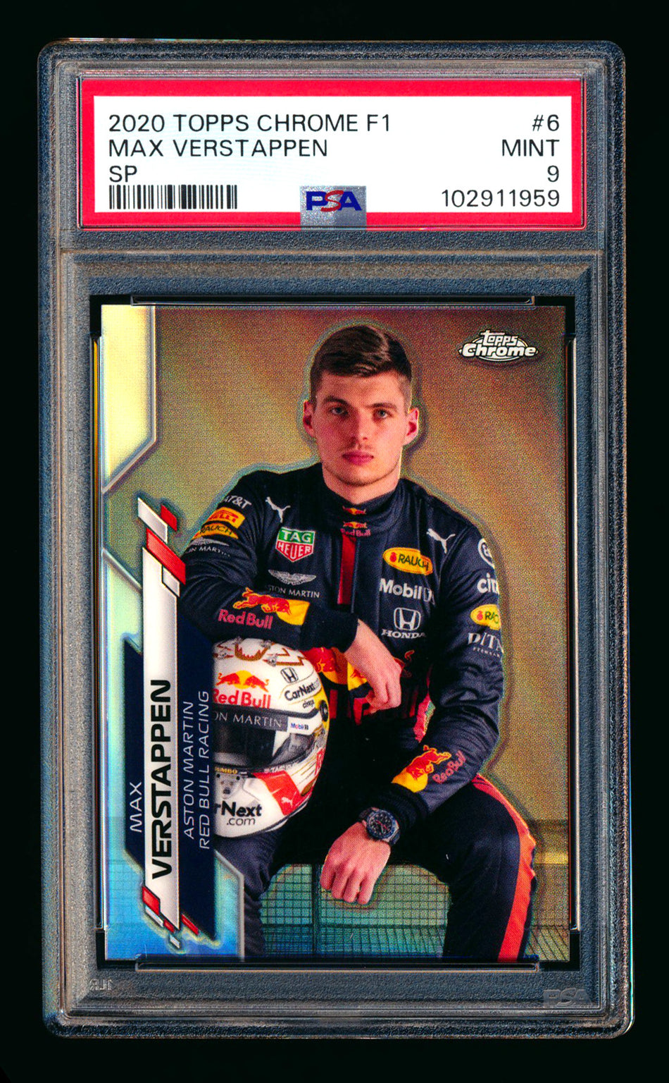2020 Topps Chrome F1 #6 Max Verstappen RC Refractor Image Variation SP PSA 9